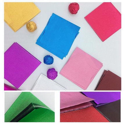 100PCS Tin Foil Aluminium Wrapping Square Chocolate Wrappers 10CM - Purple/Gloss.