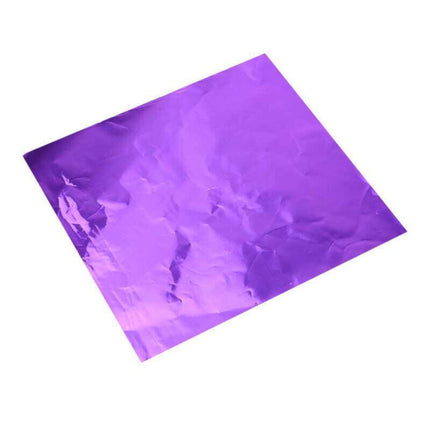 100PCS Tin Foil Aluminium Wrapping Square Chocolate Wrappers 10CM - Purple/Gloss.