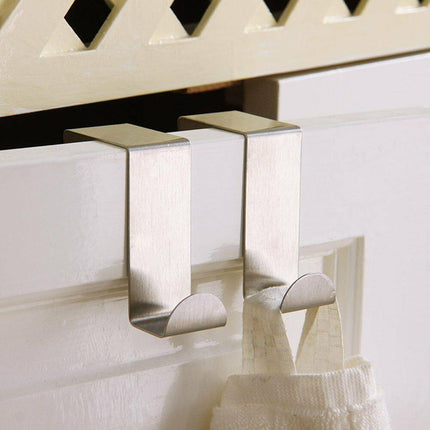 4X/6X Over Door Hooks Hanger Holder Stainless Steel Cabinet Organizer Clothes 4.5cm - 4 PCS.