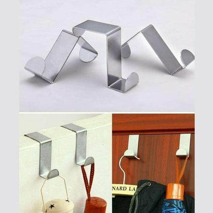 4X/6X Over Door Hooks Hanger Holder Stainless Steel Cabinet Organizer Clothes 4.5cm - 4 PCS.