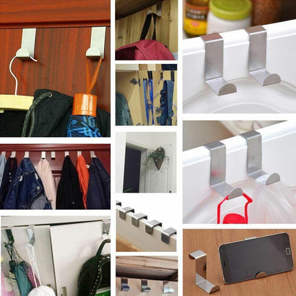 4X/6X Over Door Hooks Hanger Holder Stainless Steel Cabinet Organizer Clothes 4.5cm - 4 PCS.