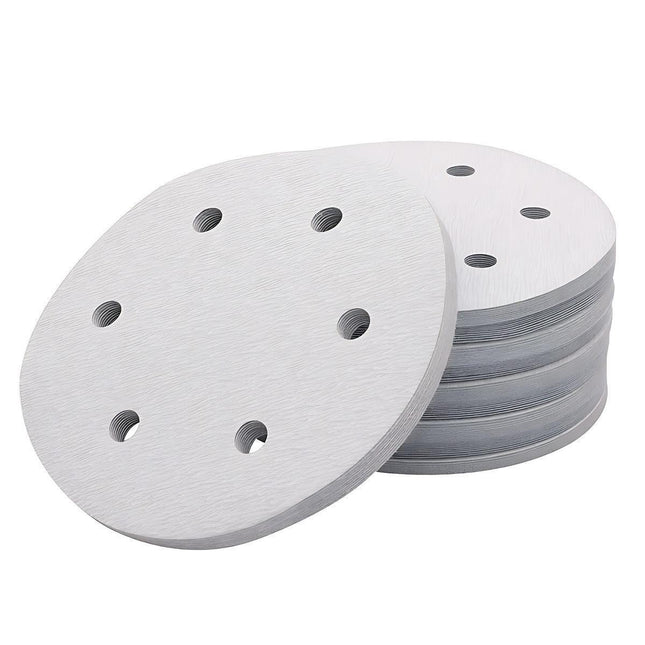 100x 123mm 6/8-Hole Sanding Discs Hook Loop Orbital Sander Pads 80 120 240 Grit - 180 Grits（6-Hole）.