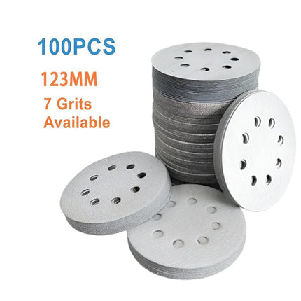 100x 123mm 6/8-Hole Sanding Discs Hook Loop Orbital Sander Pads 80 120 240 Grit - 180 Grits（6-Hole）.