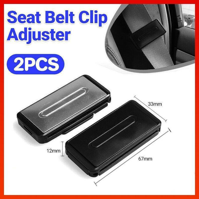 2X Car Shoulder Strap Positioning Clip Buckle Adjuster for Driving Comfort - Black.