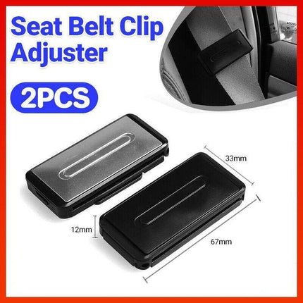 2X Car Shoulder Strap Positioning Clip Buckle Adjuster for Driving Comfort - Silver.