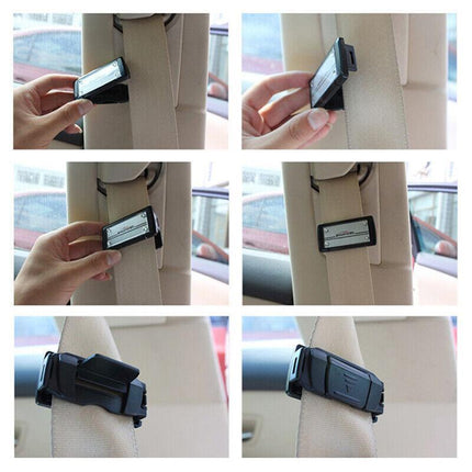 2X Car Shoulder Strap Positioning Clip Buckle Adjuster for Driving Comfort - Silver.