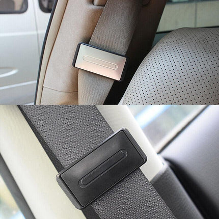 2X Car Shoulder Strap Positioning Clip Buckle Adjuster for Driving Comfort - Silver.