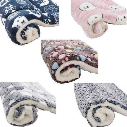 M Size Puppy Dog Cat Cushion Mattress Blanket Bed Soft Warm Pet Pad Winter Kennel House - Blue Whitestar.