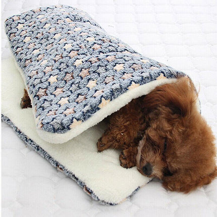 M Size Puppy Dog Cat Cushion Mattress Blanket Bed Soft Warm Pet Pad Winter Kennel House - Blue Whitestar.
