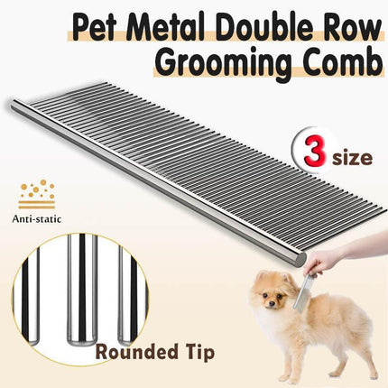 Stainless Steel Teeth Metal Comb Brush Pet Cat Dog Hair Grooming Trimmer Round - M:19*3.5CM.