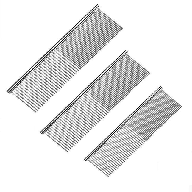 Stainless Steel Teeth Metal Comb Brush Pet Cat Dog Hair Grooming Trimmer Round - M:19*3.5CM.