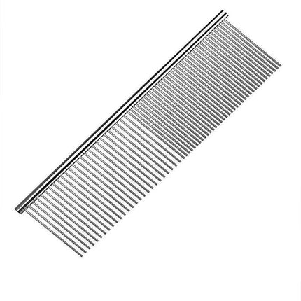 Stainless Steel Teeth Metal Comb Brush Pet Cat Dog Hair Grooming Trimmer Round - XL:19*5.5CM.