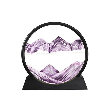 Moving Sand Art Picture Round Glass Quicksand Painting 3D Deep Sea Sandscape Au - Black.