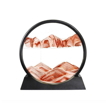 Moving Sand Art Picture Round Glass Quicksand Painting 3D Deep Sea Sandscape Au - Black.