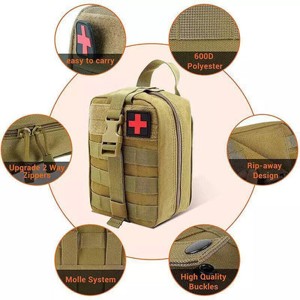 Tactical Molle Rip Away Emt Ifak Medical Pouch First Aid Kit Utility Bag Au Send - Red.