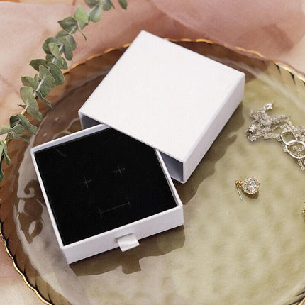 Cardboard Jewellery Gift Boxes Drawer Style Necklace Ring Earring Pendant Bracelet Case - Kraft paper.