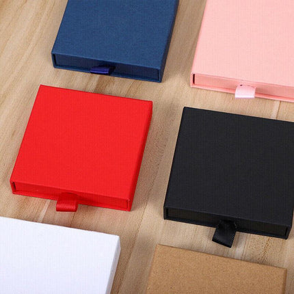 Cardboard Jewellery Gift Boxes Drawer Style Necklace Ring Earring Pendant Bracelet Case - Kraft paper.