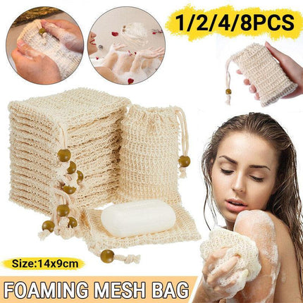 Flax Soap Saver Bag with Foaming Mesh and Drawstring for Exfoliating - 1PC.