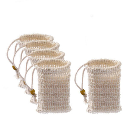 Flax Soap Saver Bag with Foaming Mesh and Drawstring for Exfoliating - 1PC.