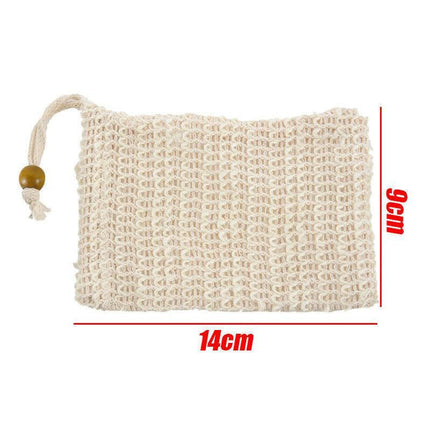Flax Soap Saver Bag with Foaming Mesh and Drawstring for Exfoliating - 1PC.