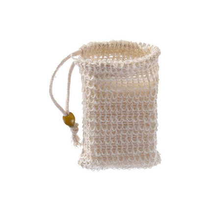 Flax Soap Saver Bag with Foaming Mesh and Drawstring for Exfoliating - 1PC.