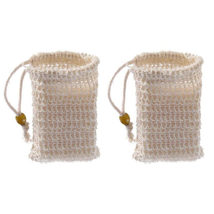 Flax Soap Saver Bag with Foaming Mesh and Drawstring for Exfoliating - 1PC.