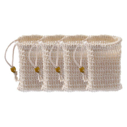 Flax Soap Saver Bag with Foaming Mesh and Drawstring for Exfoliating - 1PC.