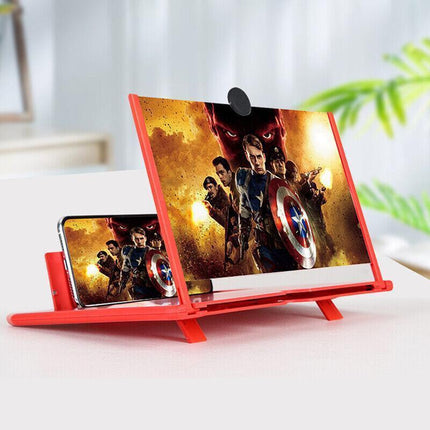12 Inch Phone Screen Magnifier Folding Amplifier Stand Adjustable 3D Holder - White.