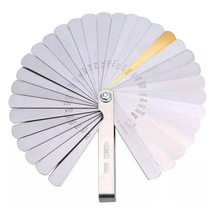 32 Blade Feeler Gauge Dual Marked Mm/Inch Thickness Gap Metric Filler Tool Honda.