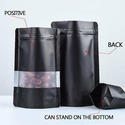 25PCS Stand Up Food Pouches with Clear Window Heat Seal Ziplock Foil Bags - 10x15+3cm.