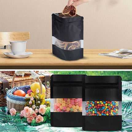 25PCS Stand Up Food Pouches with Clear Window Heat Seal Ziplock Foil Bags - 10x15+3cm.