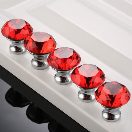 Door Knobs Handles Clear Crystal Diamond Glass Kitchen Cupboard Cabinet Pulls 40MM - Clear-10PCS.