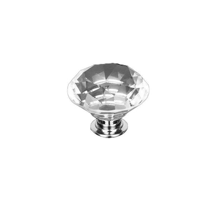 Door Knobs Handles Clear Crystal Diamond Glass Kitchen Cupboard Cabinet Pulls 40MM - Clear-10PCS.
