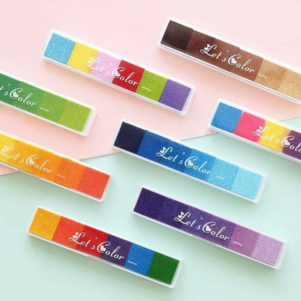 Gradient Color Ink Pad Inkpad Rubber Stamp Water Based Diy Finger Print 10 Colours - C3.