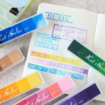 Gradient Color Ink Pad Inkpad Rubber Stamp Water Based Diy Finger Print 10 Colours - C3.