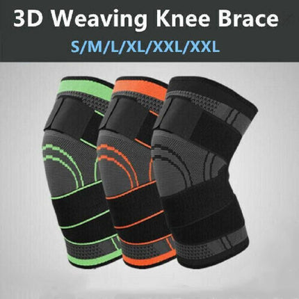 3D Weaving Knee Brace Breathable Sleeve Support Running Jogging Joint Pain Leg Green - Green-XL.