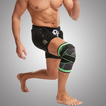 3D Weaving Knee Brace Breathable Sleeve Support Running Jogging Joint Pain Leg Green - Green-XL.