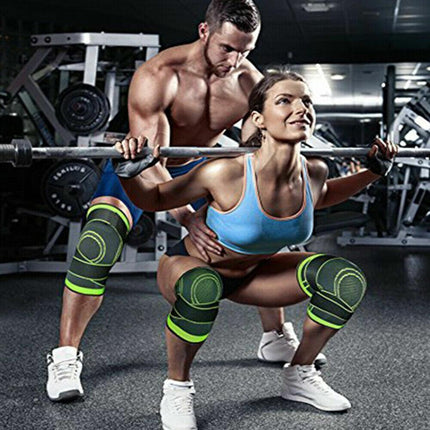 3D Weaving Knee Brace Breathable Sleeve Support Running Jogging Joint Pain Leg Green - Green-XL.