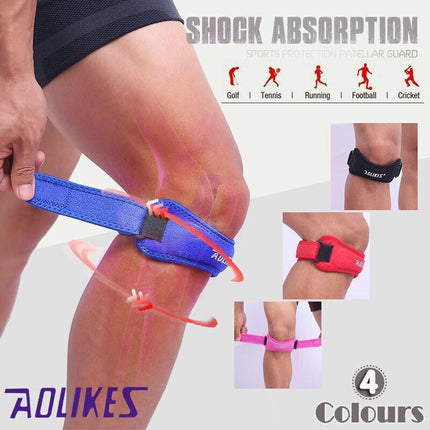 Aolikes Knee Strap Patella Jumper Gel Runner Tennis Sports Brace Support - Black.