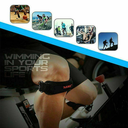 Aolikes Knee Strap Patella Jumper Gel Runner Tennis Sports Brace Support - Black.