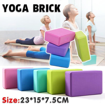2PCS Yoga Blocks Foam Brick Fitness Exercise Stretch Gym Pilates Tool - Blue.