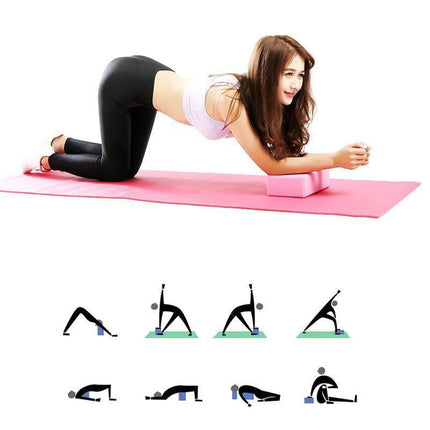 2PCS Yoga Blocks Foam Brick Fitness Exercise Stretch Gym Pilates Tool - Blue.