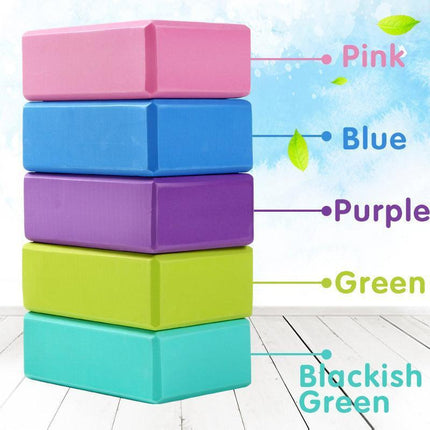 2PCS Yoga Blocks Foam Brick Fitness Exercise Stretch Gym Pilates Tool - Blue.