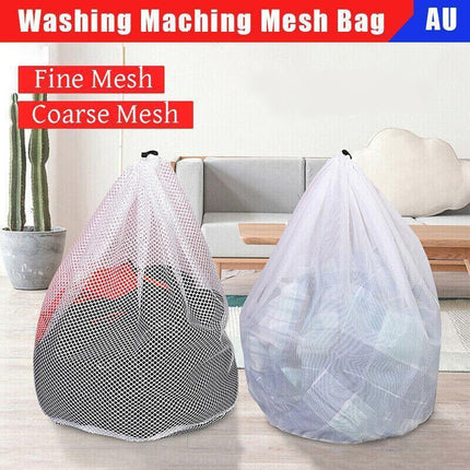 Drawstring Laundry Wash Bag Fine or Coarse Mesh Lingerie Delicate Clothes L - Coarse Mesh L.