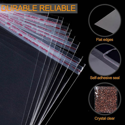 Multi-size Clear Self-Seal Cellophane Bags - Bulk Adhesive Opp - 15*20+3.