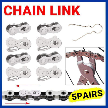 5 Pairs Bike Chain Master Link Connector for 6 7 8 9 10 11 Speed with Removal Tool - 10 Speed Chain Link.