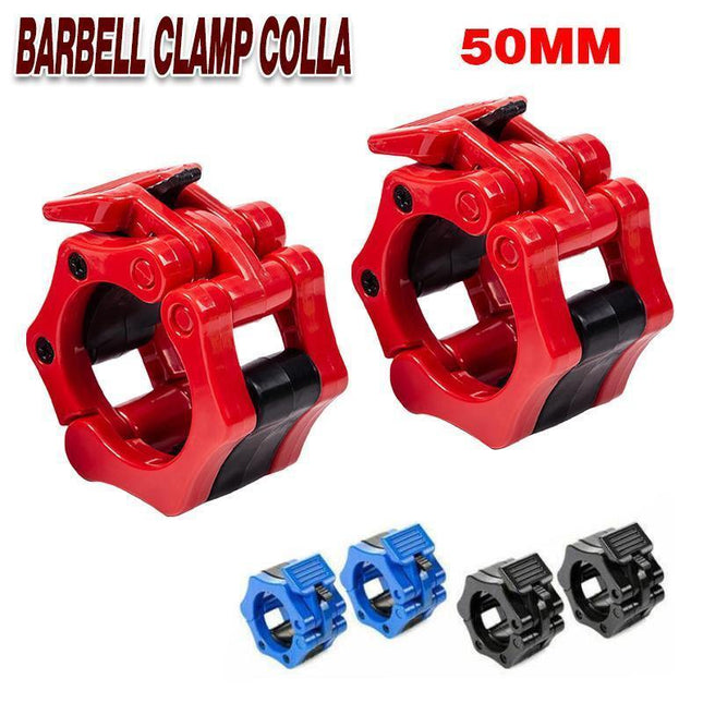 50mm Barbell Clamp Collar Clip Olympic Weightlifting Lift Spring Lock - Black.