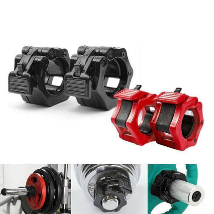 50mm Barbell Clamp Collar Clip Olympic Weightlifting Lift Spring Lock - Black.