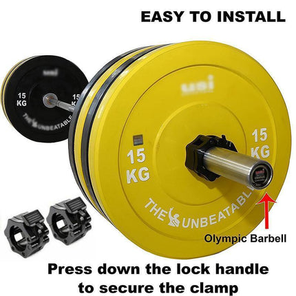 50mm Barbell Clamp Collar Clip Olympic Weightlifting Lift Spring Lock - Black.