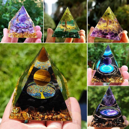 Amethyst Crystal Sphere Orgonite Pyramidamp Obsidians - Black Purple(60mmx60mm).